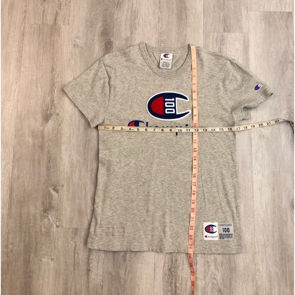 Rare HTF Champion 100th Anniversary GRAY Embroidery Logo T-Shirt Men's Small - Picture 10 of 10